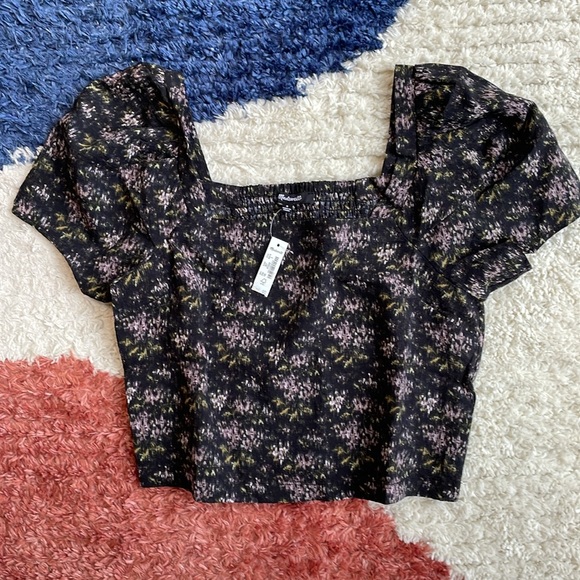 Madewell hopewell puff sleeve top blurred ikat - Picture 3 of 6